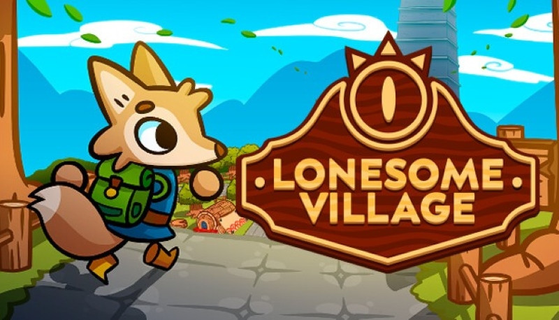 alt text: Hình ảnh chú chó sói Wes, nhân vật chính trong game Lonesome Village, đang đứng trước ngôi làng