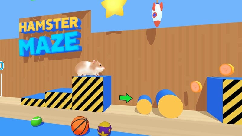 alt text: Hình ảnh chú chuột hamster trong game Hamster Maze