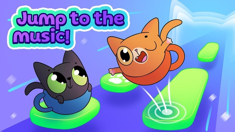 alt text: Hình ảnh chú mèo trong ly đang nhảy múa trong game Cat-Cup Dance