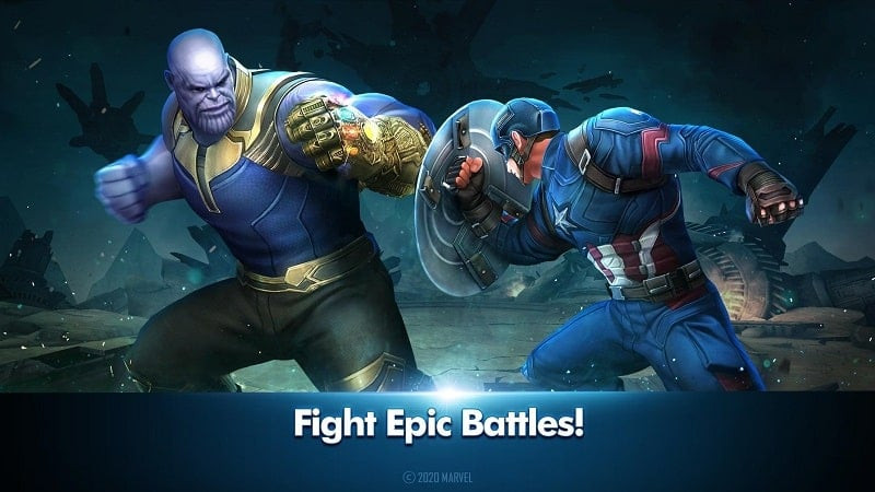 alt text: Hình ảnh đội hình siêu anh hùng trong MARVEL Future Fight, sẵn sàng cho cuộc chiến