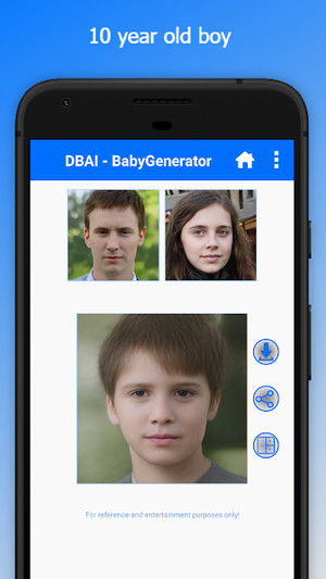 A baby image generated by the Baby Generator app using AI technology