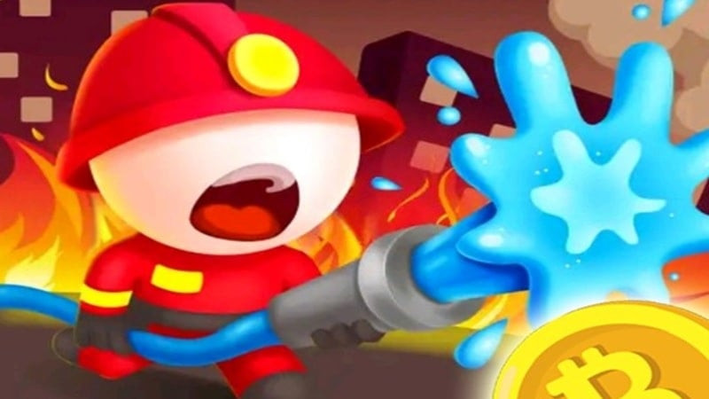 alt text: Hình ảnh game Blaze Hero với nhân vật lính cứu hỏa đang dập lửa