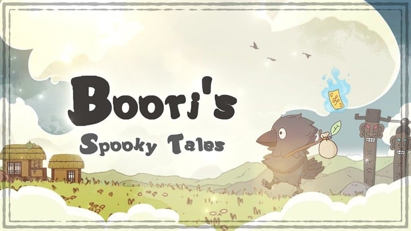 alt text: Hình ảnh game Boori's Spooky Tales với nhân vật chính là chú quạ pháp sư