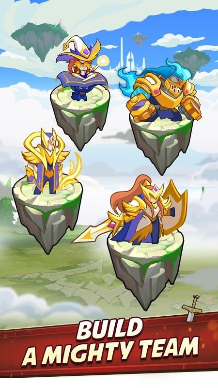 Empire Kingdom: Idle Tower TD MOD APK gameplay showing the hero upgrade interface