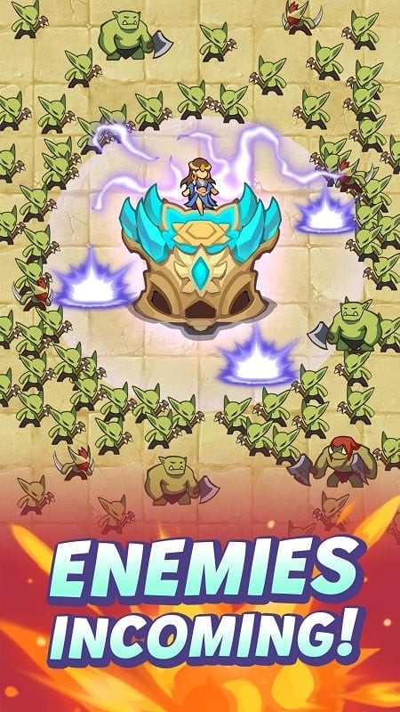 Empire Kingdom: Idle Tower TD gameplay on Android showing the tower building interface