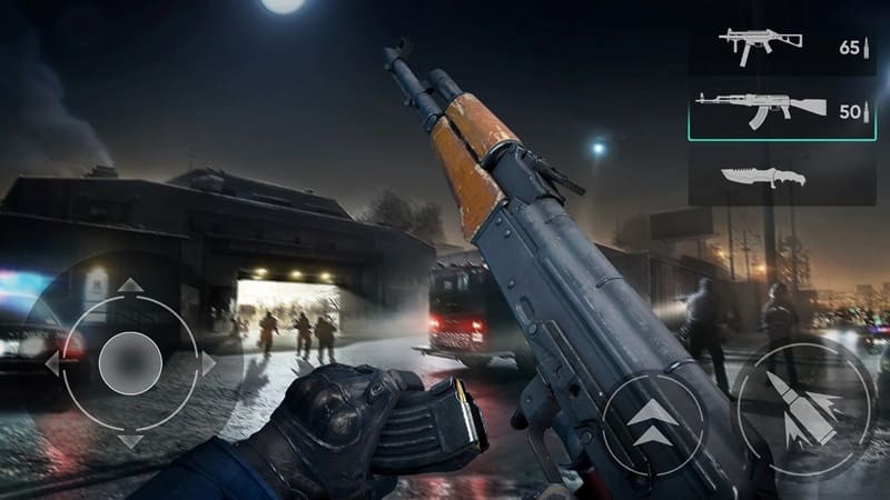 Gameplay of Fire Gun: FPS 3D Shooting in a jungle environment.