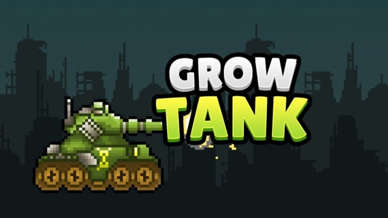 alt text: Hình ảnh game Grow Tank Master với xe tăng chiến đấu chống lại lũ zombie