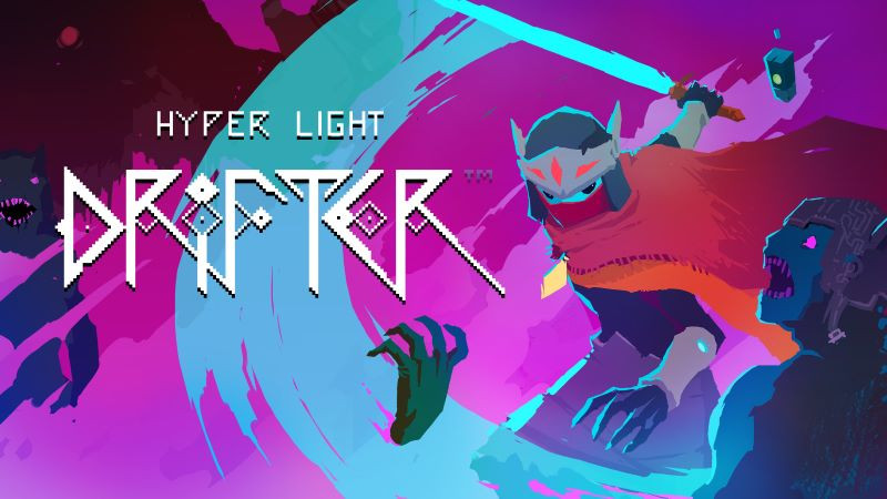 alt text: Hình ảnh game Hyper Light Drifter với nhân vật chính đứng giữa khung cảnh hoang tàn, mang phong cách pixel art độc đáo.