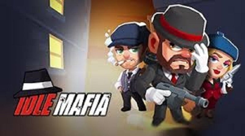 alt text: Hình ảnh game Idle Mafia Empire hiển thị giao diện chính với nhân vật chính là một ông trùm mafia