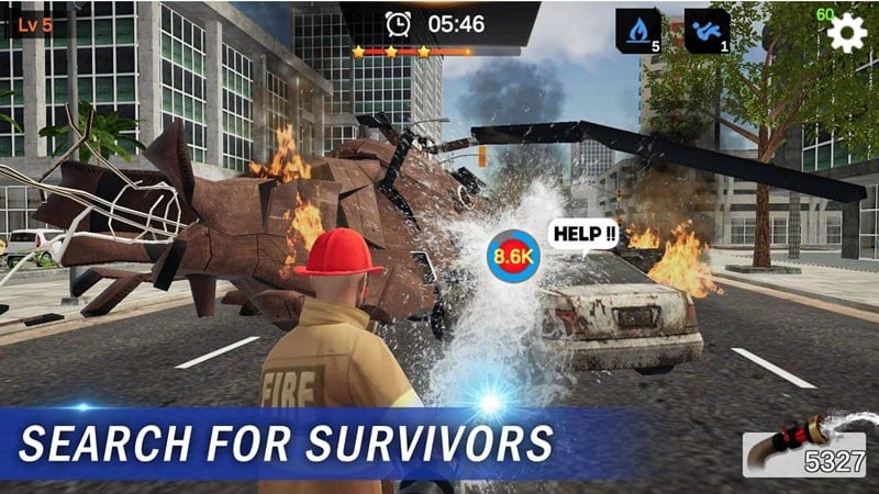 alt text: Hình ảnh game I'm Fireman free, một chiếc xe cứu hỏa đang di chuyển trên đường