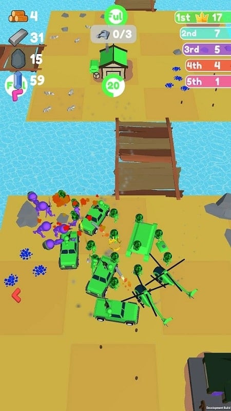 Islands Control gameplay screenshot showing troops moving across a bridge between islands