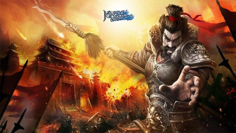 alt text: Hình ảnh game Kingdom Warriors MOD APK trên nền điện thoại