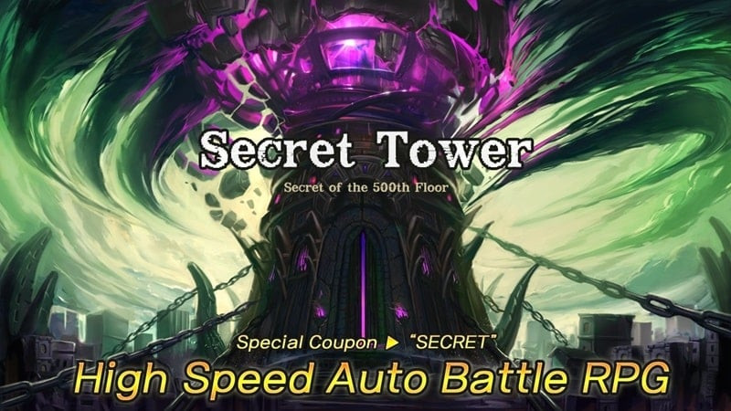 alt text: Hình ảnh game Secret Tower 500F hiển thị giao diện chiến đấu hấp dẫn với đồ họa đẹp mắt.