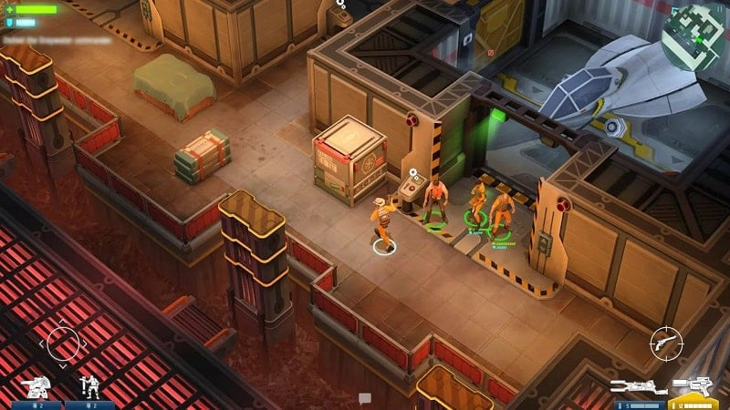 Space Marshals gameplay: The character fires a weapon.