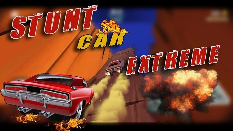 alt text: Hình ảnh game Stunt Car Extreme với một chiếc xe đang bay trên không