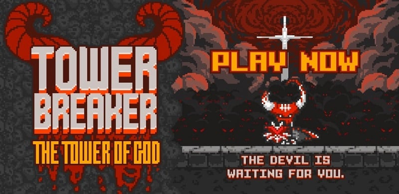 alt text: Hình ảnh game Tower Breaker với nhân vật chính đang chiến đấu