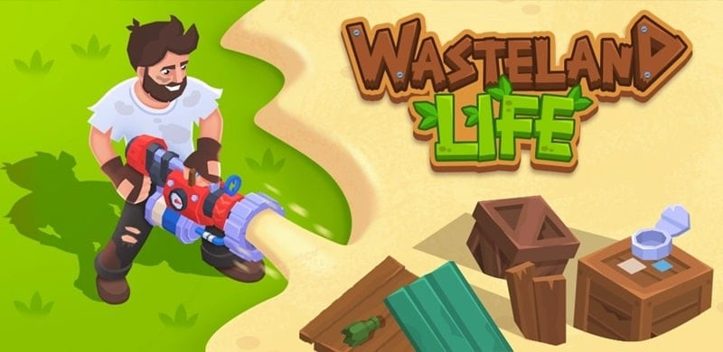 alt text: Hình ảnh game Wasteland Life cho thấy một thành phố được xây dựng giữa sa mạc, với các tòa nhà và cơ sở hạ tầng hiện đại.