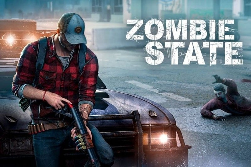 alt text: Hình ảnh game Zombie State hiển thị nhân vật chính đang chuẩn bị chiến đấu với lũ zombie.