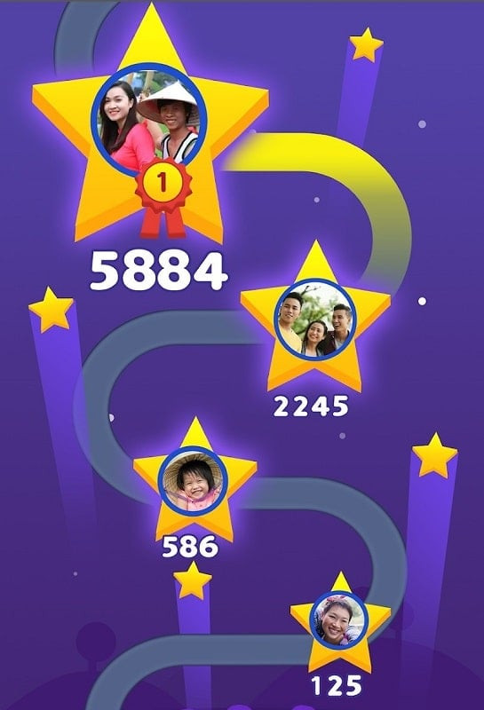 Gameplay screenshot of Bubble Shooter Pop displaying the stars earned in a level