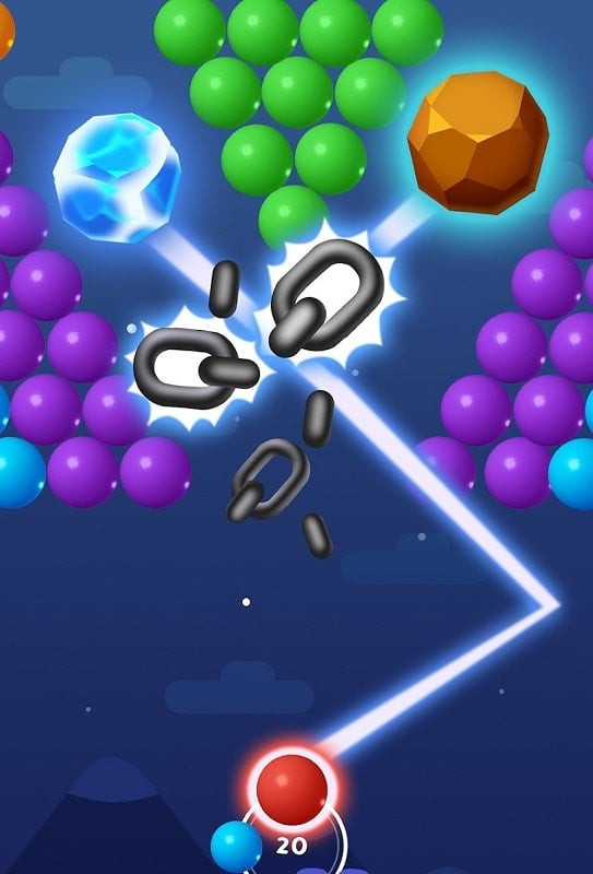 Gameplay screenshot of Bubble Shooter Pop showing the player aiming to shoot a bubble