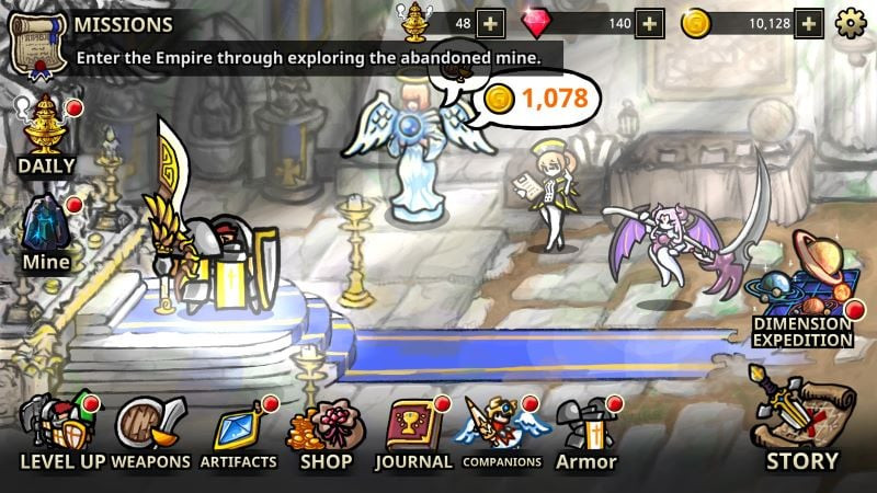 alt text: Hình ảnh gameplay Counter Knights - Anh hùng chiến đấu với quái vật