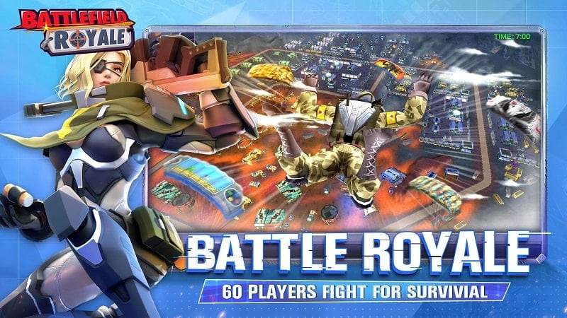 Top-down gameplay screenshot of Battlefield Royale - The One