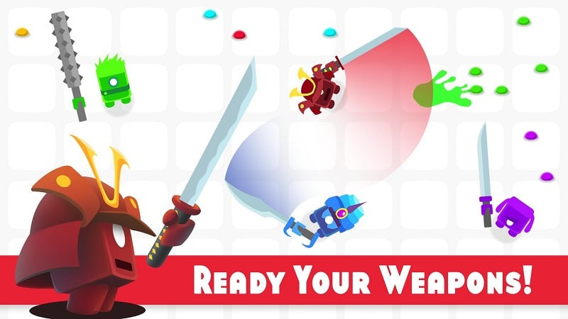 Goons.io Knight Warriors MOD APK gameplay screenshot showing the main character battling enemies.