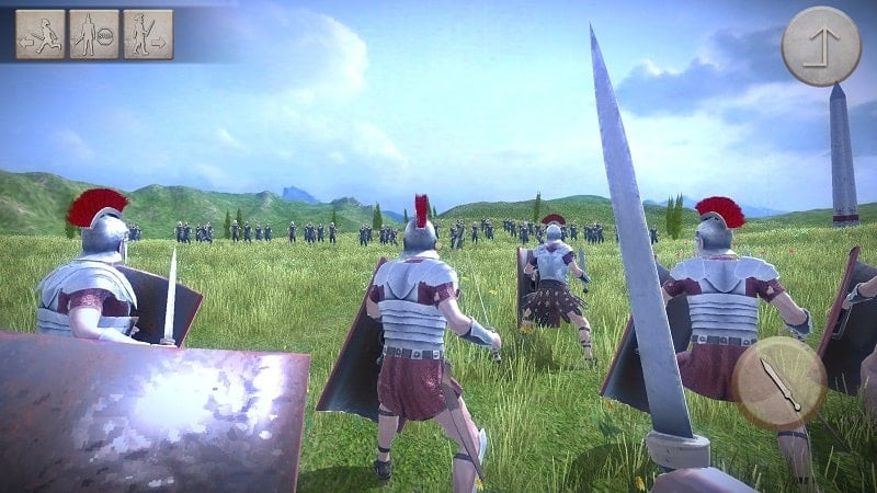 alt text: Hình ảnh gameplay của Legions of Rome 2, cho thấy các đơn vị quân đội trên chiến trường