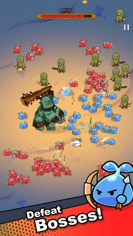 alt text: Hình ảnh gameplay của Slime Horde, cho thấy giao diện mod menu trong game