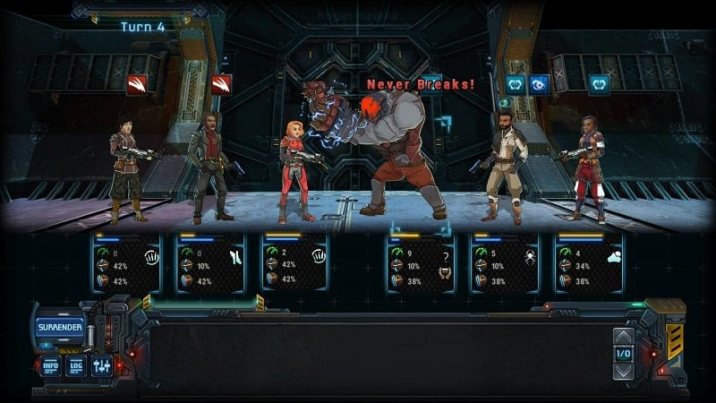 Combat interface in Star Traders: Frontiers.