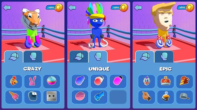 alt text: Hình ảnh gameplay Gang Boxing Arena: Stickman 3D Fight APK, cho thấy cách điều khiển đơn giản bằng một ngón tay