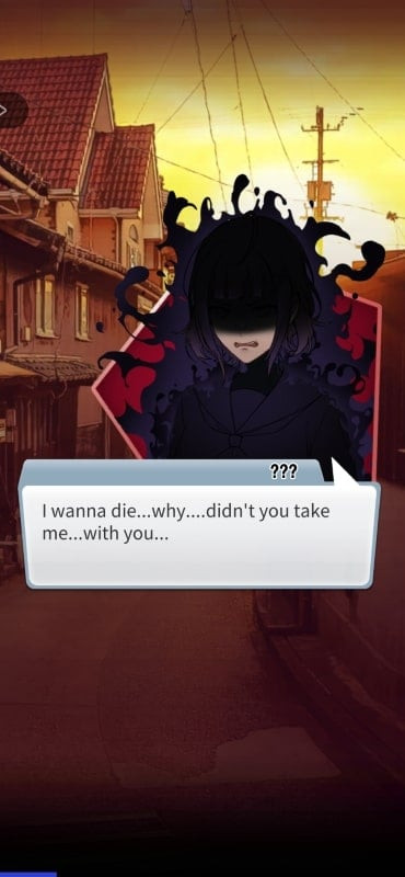 A conversation between the main character and a young man in Ghost Town Mystery Story Otome gameplay