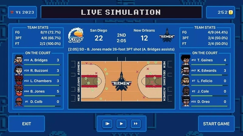 Hoop Land gameplay screenshot showing a player performing a dunk.