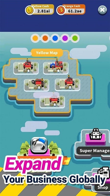 alt text: Hình ảnh gameplay Idle Super Factory, giới thiệu về phiên bản free apk