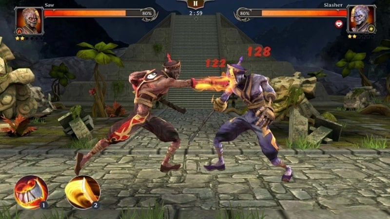 alt text: Hình ảnh gameplay Legend Fighter với hiệu ứng kỹ năng đẹp mắt