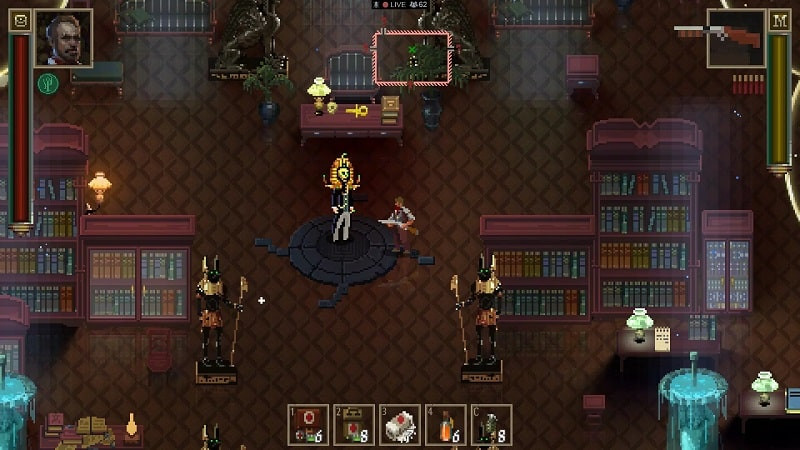 Gameplay screenshot of Lovecraft's Untold Stories showing a character battling a monster