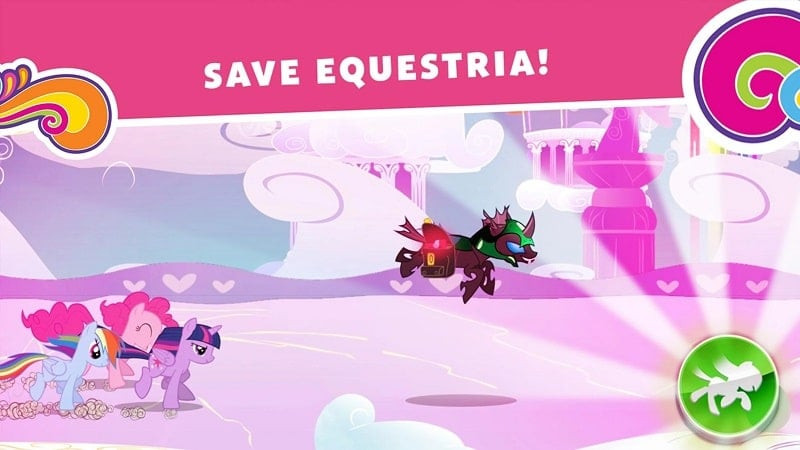 Gameplay of My Little Pony: Harmony Quest showing ponies on an adventure