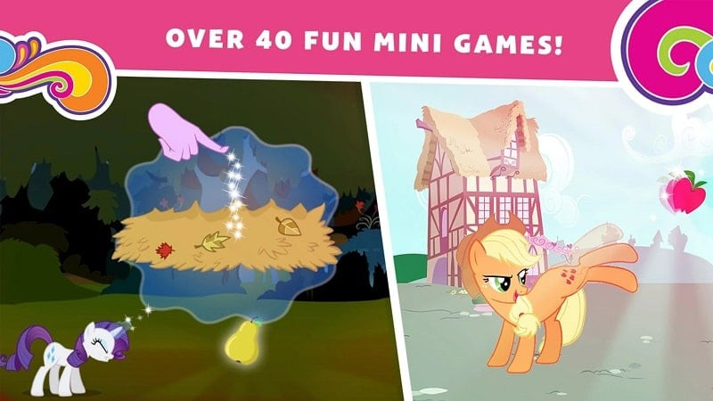 alt text: Hình ảnh gameplay My Little Pony: Harmony Quest phiên bản MOD, cho thấy cảnh săn tìm kho báu