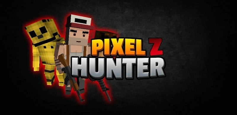 alt text: Hình ảnh gameplay Pixel Z Hunter 3D với nhân vật đang chiến đấu với zombie