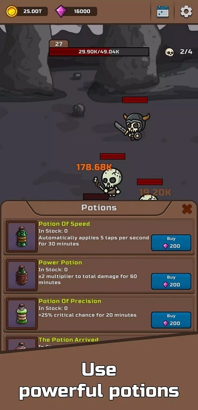 alt text: Hình ảnh gameplay Tap Dungeon: RPG Idle Clicker phiên bản MOD