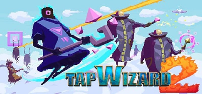 alt text: Hình ảnh gameplay Tap Wizard 2 với hiệu ứng phép thuật rực rỡ