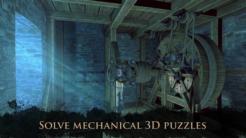 Gameplay of The House of Da Vinci 2 showing the player interacting with a complex machine, highlighting the puzzle and exploration elements.