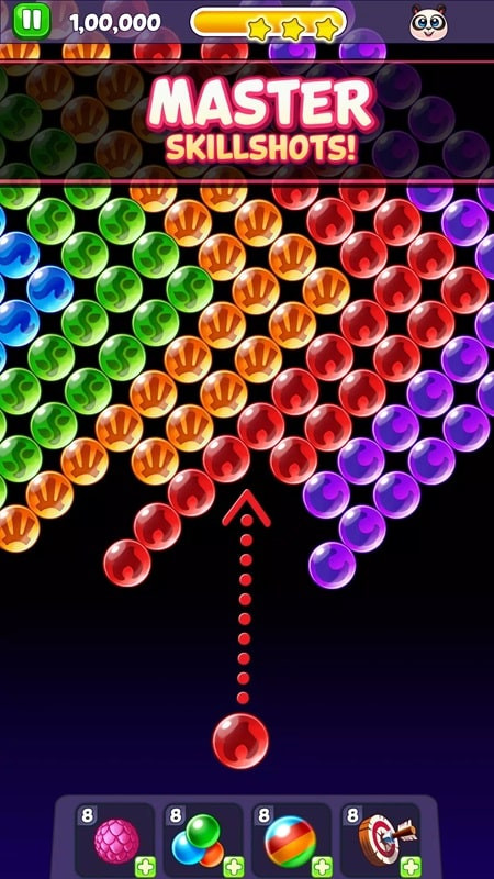 alt text: Hình ảnh gấu trúc con dễ thương trong game Bubble Shooter: Panda Pop, mục tiêu của người chơi là giải cứu chúng.