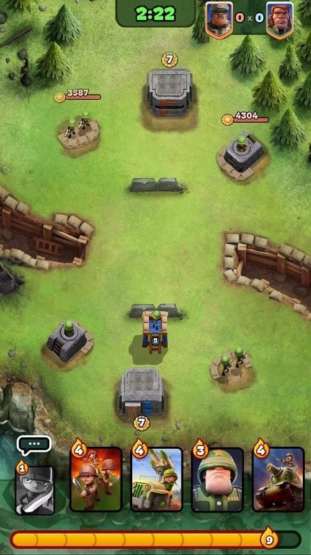 War Heroes: Strategy Card Game PvP arena interface for player versus player battles