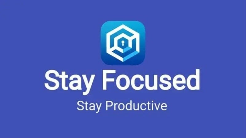 alt text: Hình ảnh giao diện chính của ứng dụng Stay Focused hiển thị các tính năng chính như chặn ứng dụng, chặn website và thiết lập thời gian tập trung.