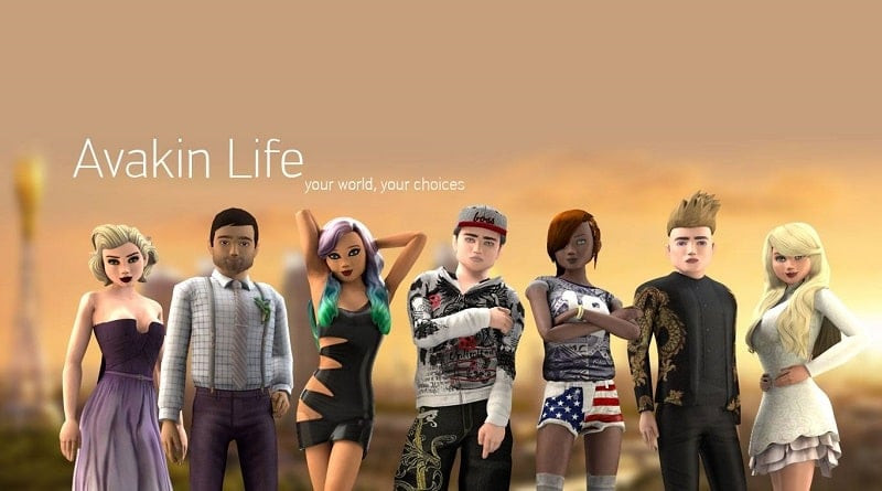 alt text: Hình ảnh giao diện game Avakin Life với đồ họa 3D sống động