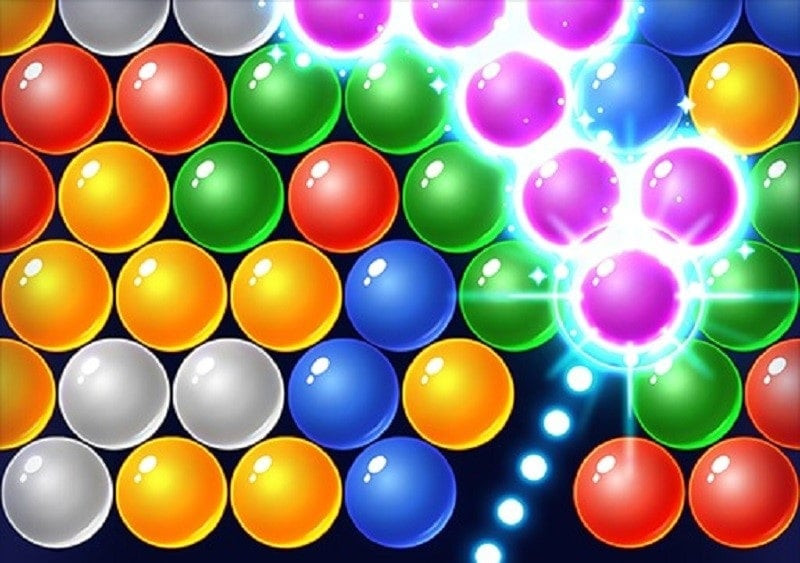 alt text: Hình ảnh giao diện game Bubble Shooter Games với hàng ngàn quả bóng đầy màu sắc.