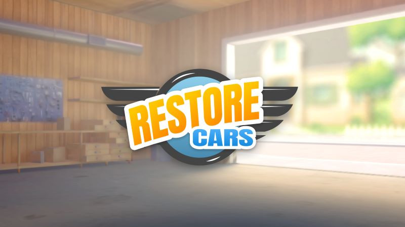 alt text: Hình ảnh giao diện game Car Restore với một chiếc xe hơi cổ điển đang được sửa chữa.