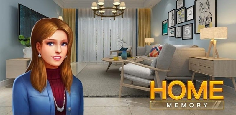 alt text: Hình ảnh giao diện game Home Memory với một ngôi nhà xinh xắn được thiết kế đẹp mắt