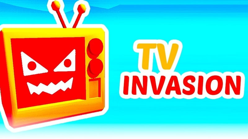 alt text: Hình ảnh giao diện game TV Invasion, người chơi đang dùng điều khiển tivi để chiến đấu với lũ quái vật hình tivi